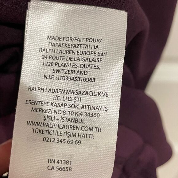EUC Ralph Lauren Cocktail Dress Embellished Strap Ruffle Aubergine Sz. 4 - Picture 6 of 9